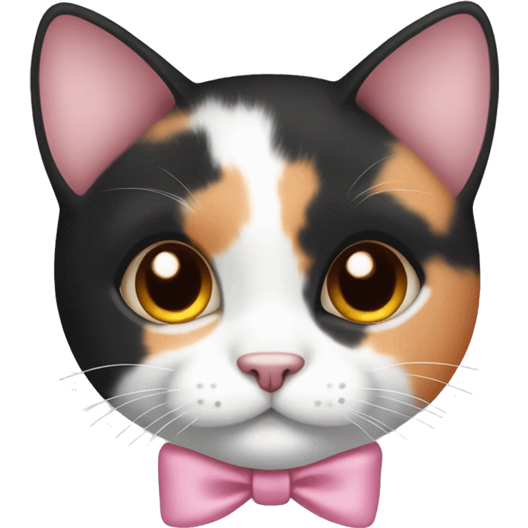 cute white orange black calico cat with pink bow  emoji