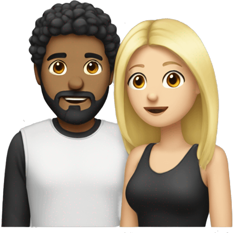 Lovers in a Huge connection moment.  she is blonde and he has black hair and threeday beard  emoji