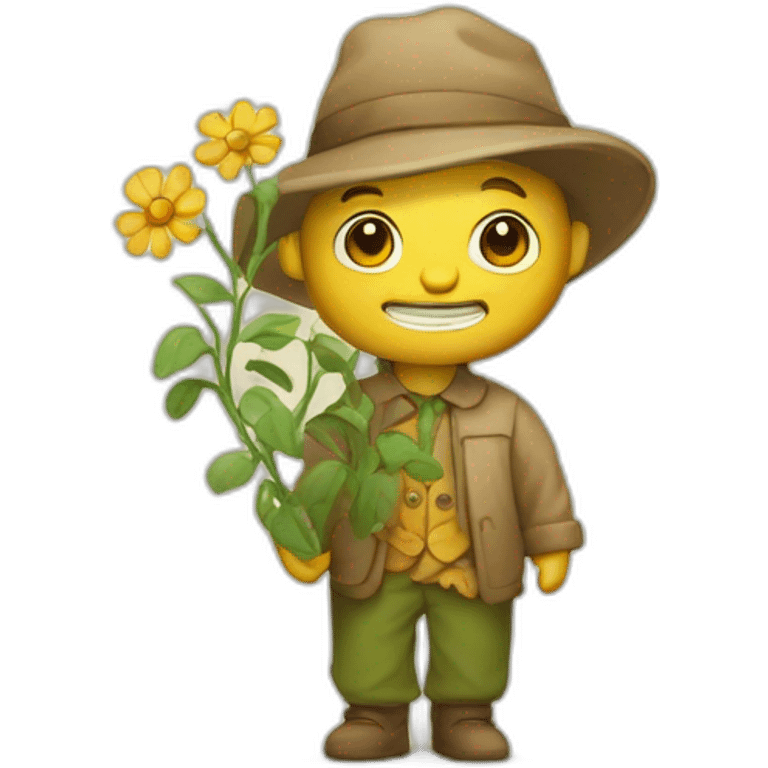 Little flower man in old cartoon style emoji