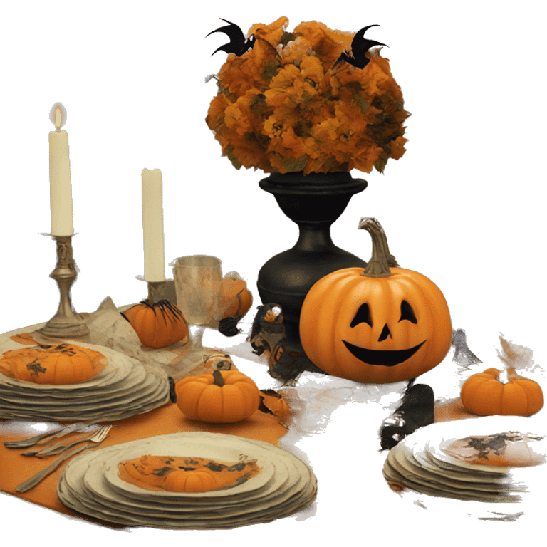 Vintage Halloween table emoji