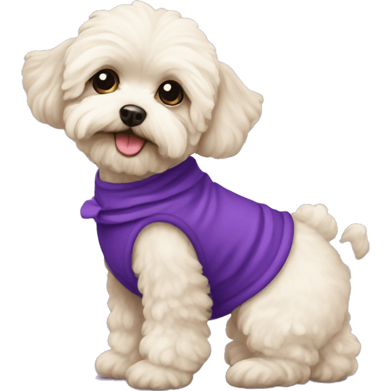 Maltipoo with purple dress emoji