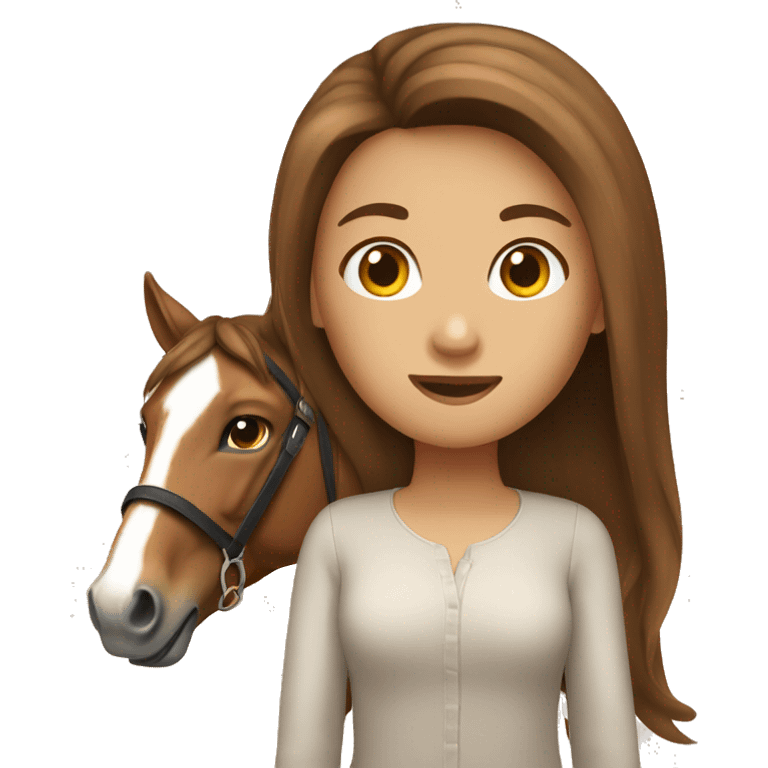 Girl on horse brown hair  and longhair emoji