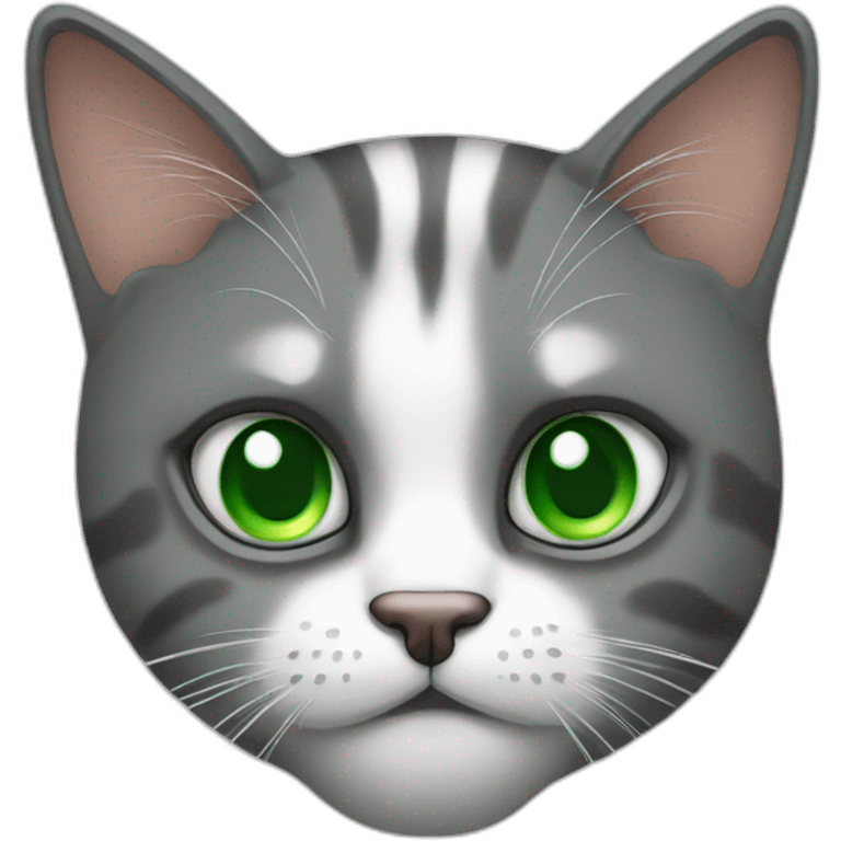 A back cat with green eyes looking confused and meowing emoji