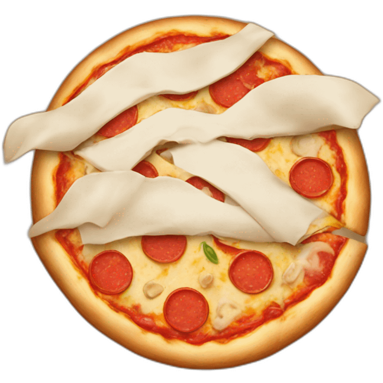 Pizza with 'traepizza' text in emoji