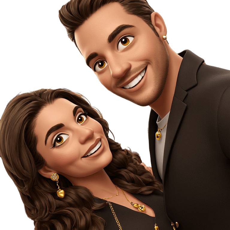 smiling couple with jewelry emoji