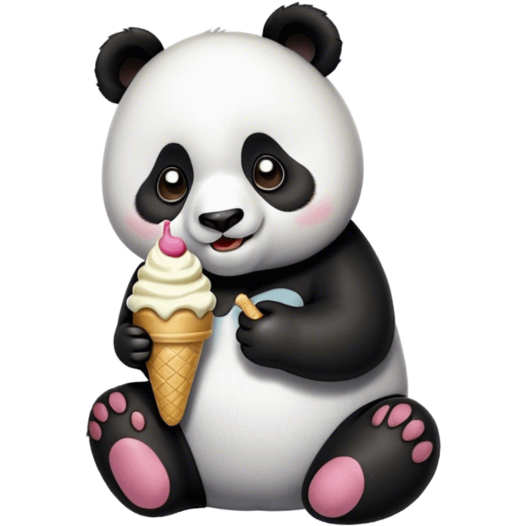 Panda eating ice cream emoji