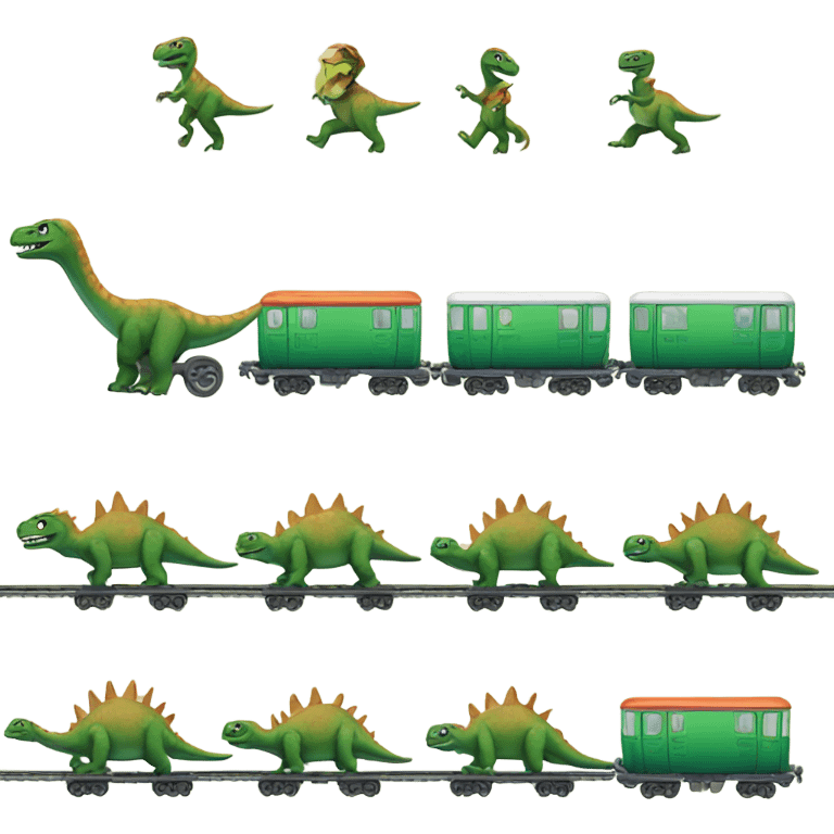 Dinosaur riding train emoji