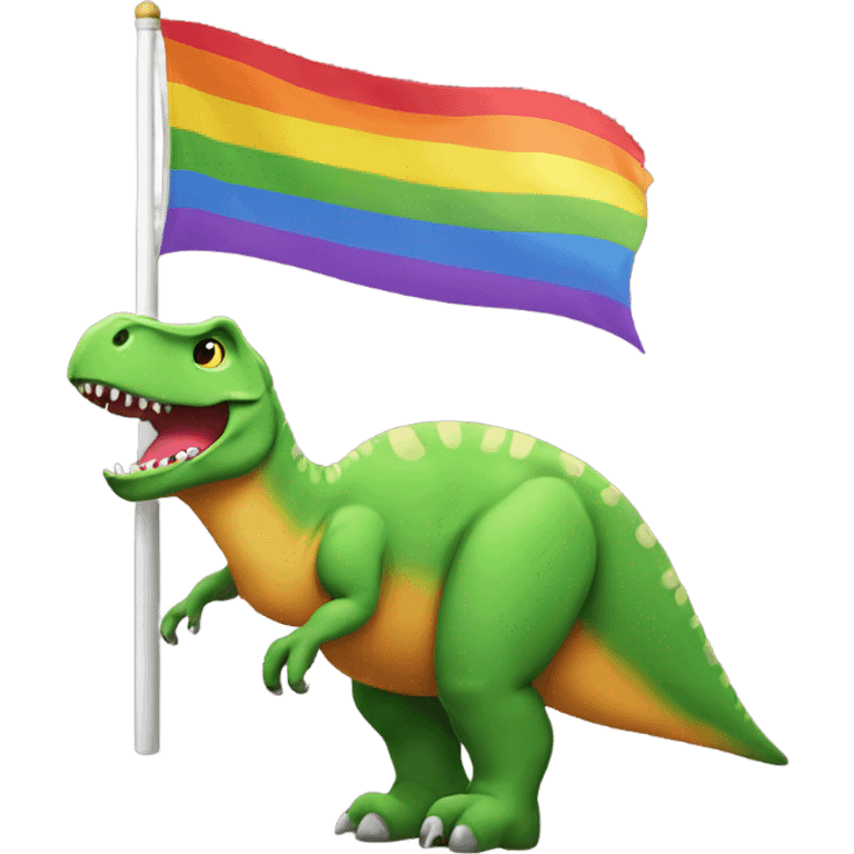 Dinosaur with rainbow flag emoji