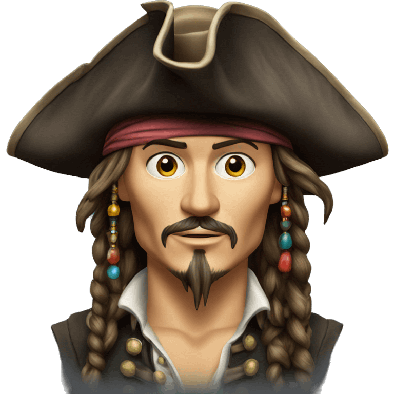 Johnny Depp pirates of the Caraïbes with his hat. Also show the shoulders emoji