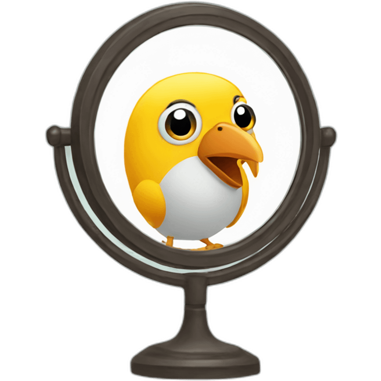 Bird seeing itself in a mirror emoji