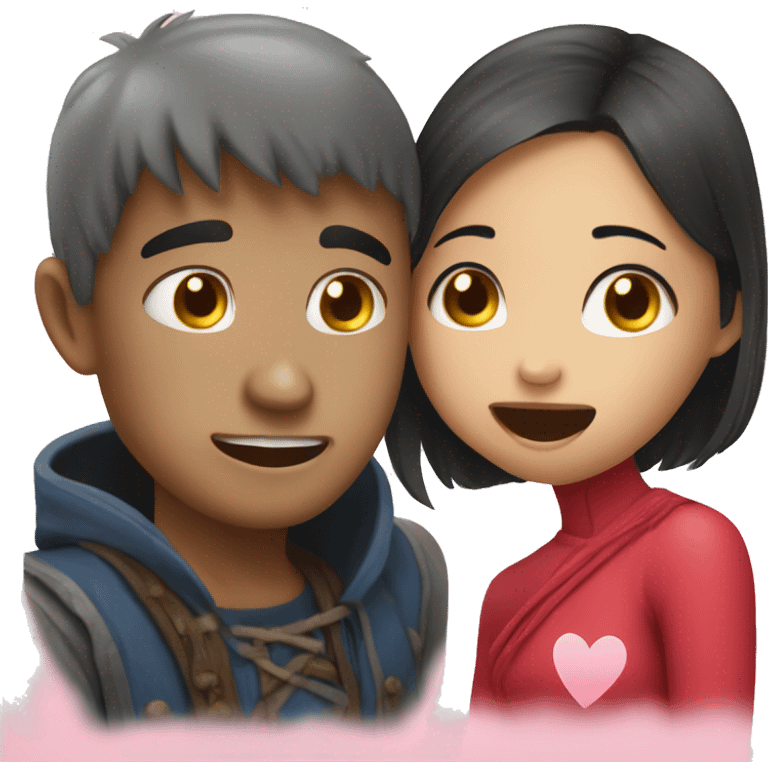 Shriek and Thai girl in love with heart emoji