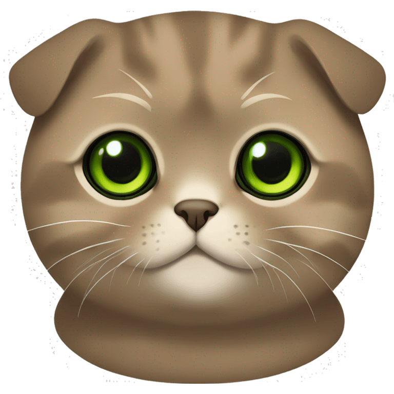 Brown scottish fold with green eyes  emoji