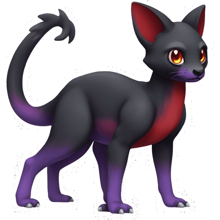 Cute cool dark black red purple animal hybrid Fakemon full body emoji