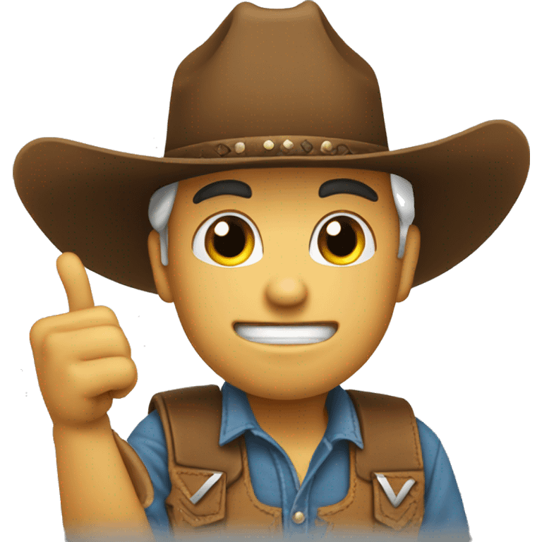 cowboy saying thank you with finger guns and tears emoji