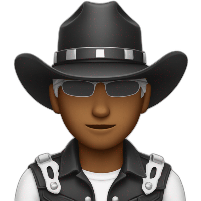 Gato branco chapeu preto de cowboy emoji