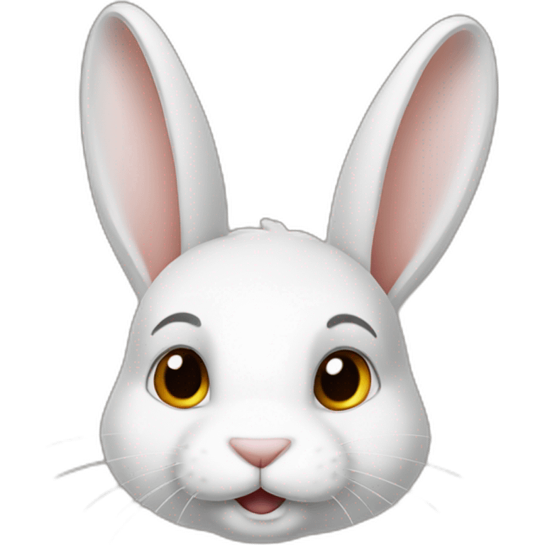 Lapin nain blanc tete marron emoji