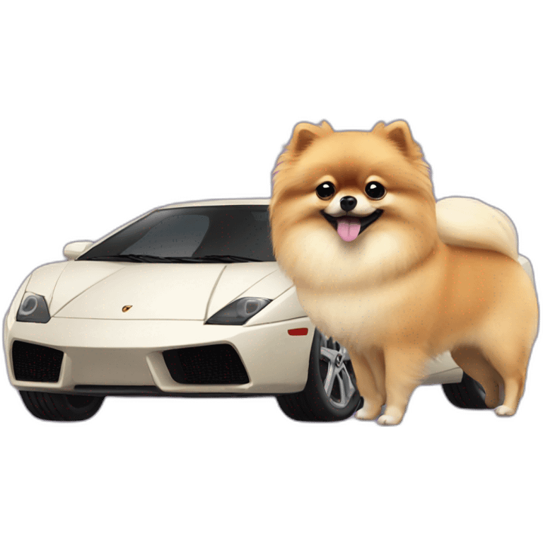 Pomeranian with a lamboghini emoji