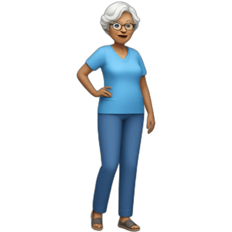 full grandmother in blue trousers emoji