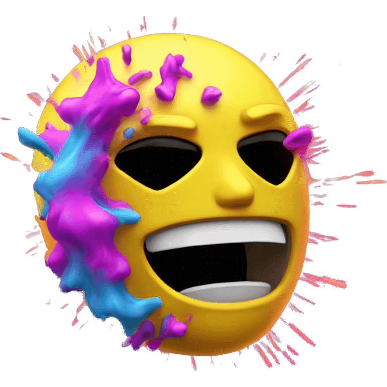 Exploding head in neon emoji