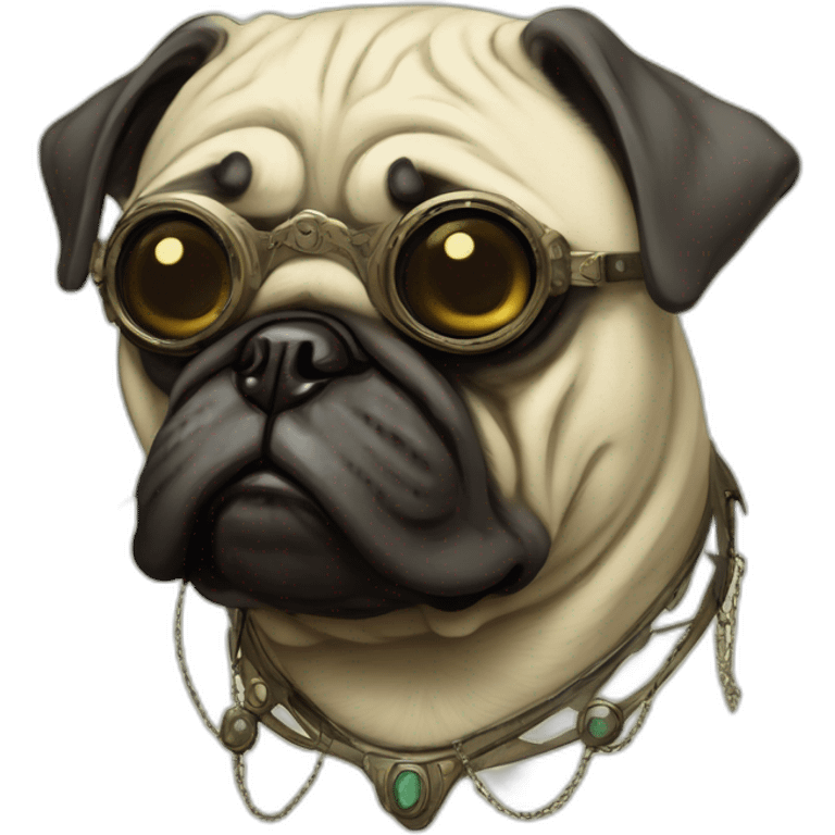 A cyberpunk pug in Art Nouveau style during 1910 emoji