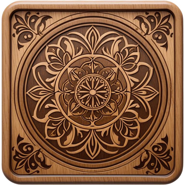 Pyrography icon, large wooden surface with detailed burn marks, intricate patterns etched into wood using a soldering iron, no flames or smoke, minimalistic style, clean lines, transparent background. emoji