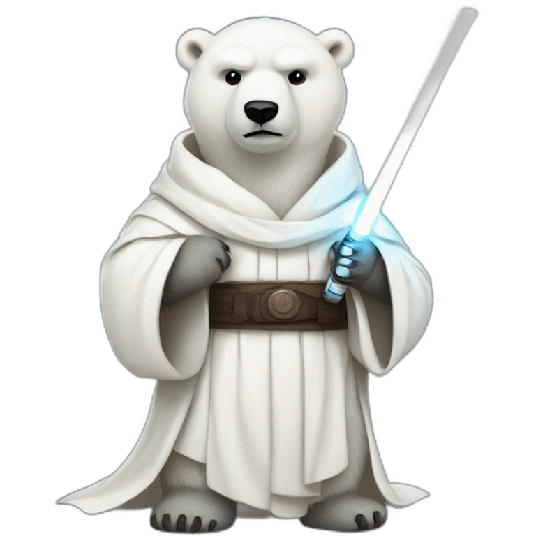 A polar bear jedi with a lightsaber emoji