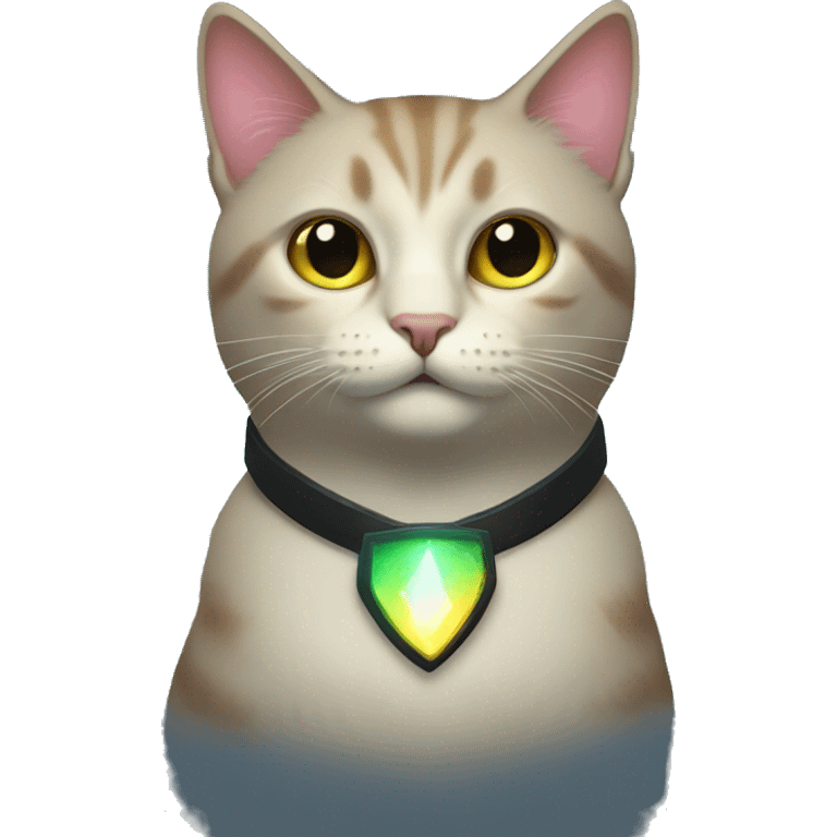 Cat wearing Dark iridescent collar glowing emoji