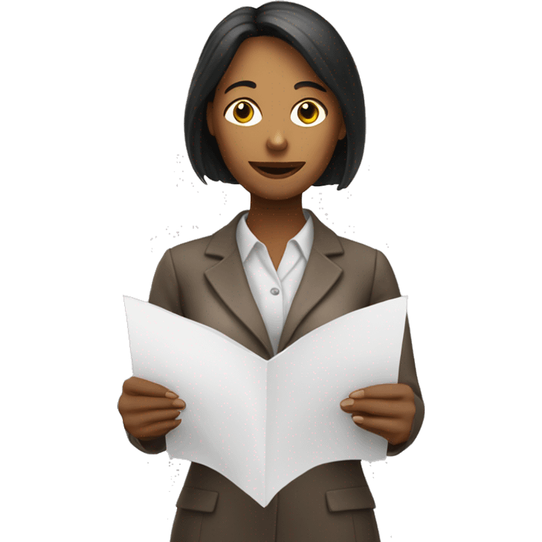 Female psychology holding a paper emoji