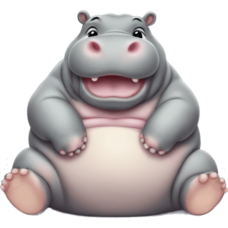 chubby baby hippo with a belly emoji