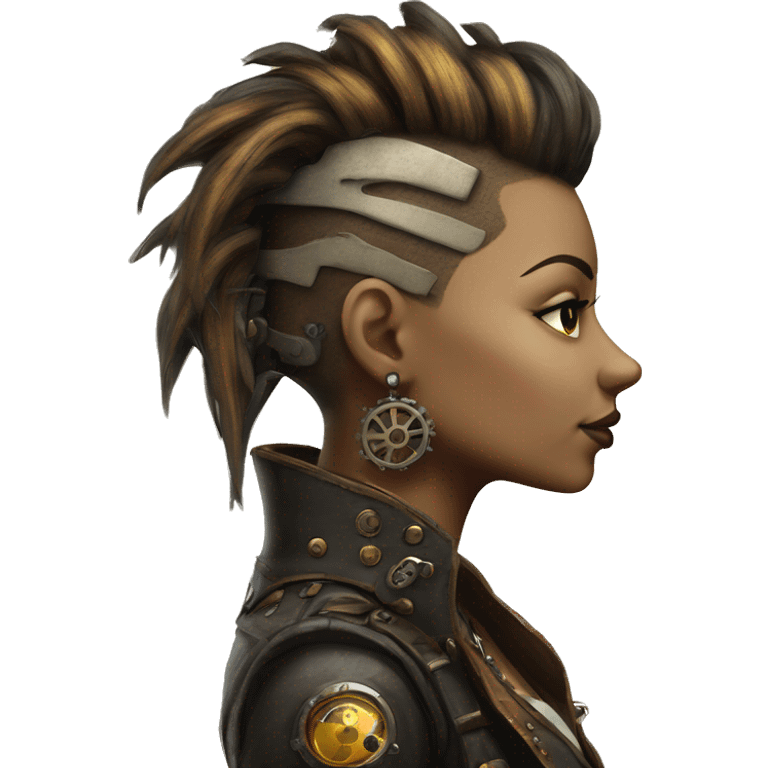 Photorealistic steampunk profile mohawk girl emoji