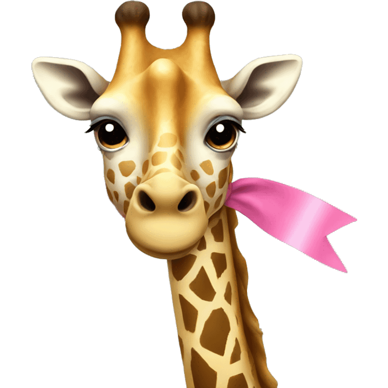 giraffe with pink ribbon emoji