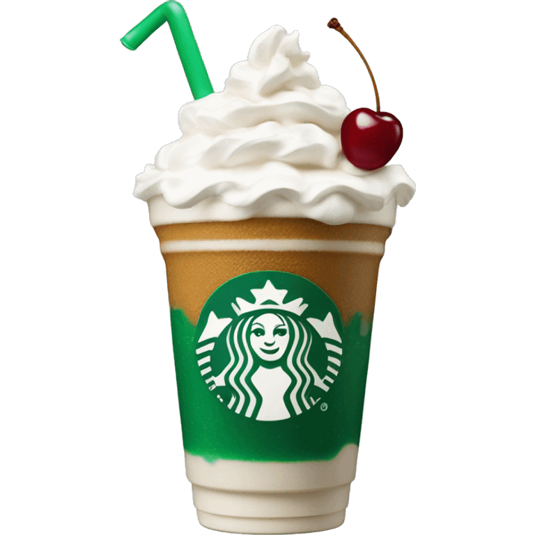 A star bucks drink with whipped cream and cherry on top emoji