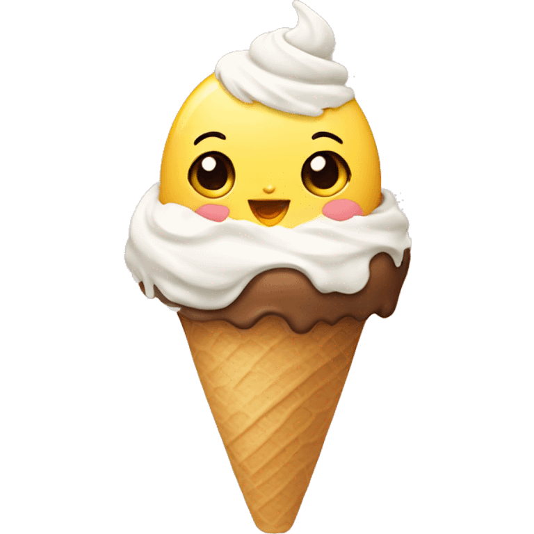 Cute Chick eating ice cream emoji