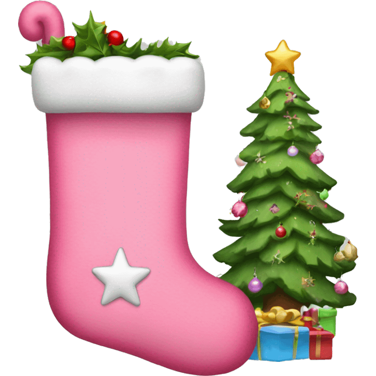 Pink Christmas stocking emoji