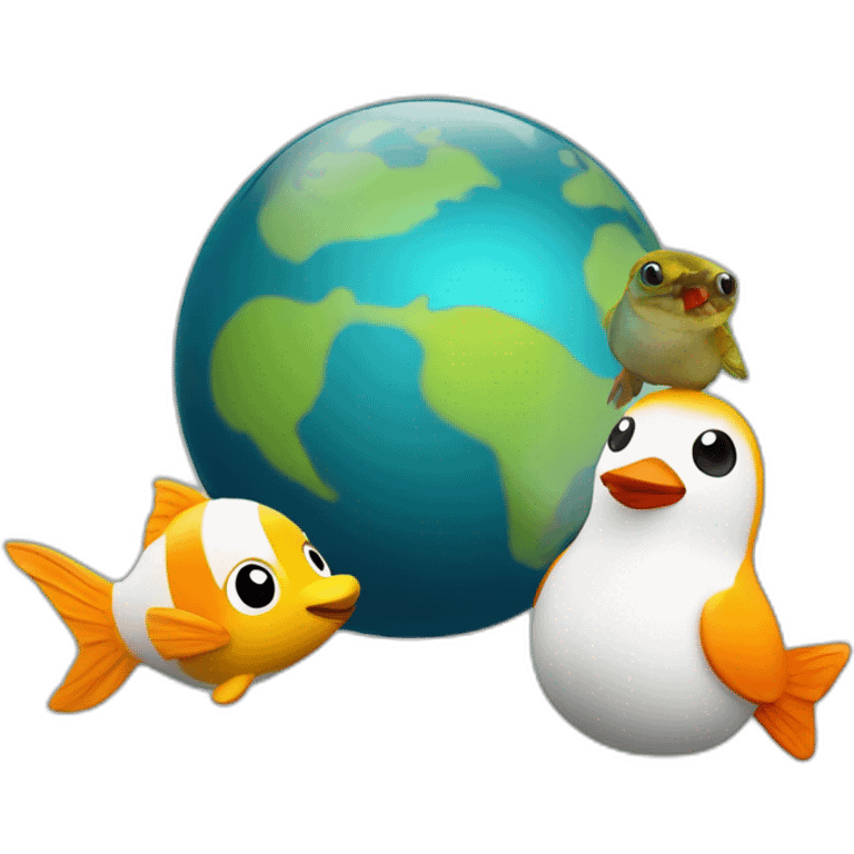 Œuf avec une citrouille avec un pingouin et avec un poisson globe emoji