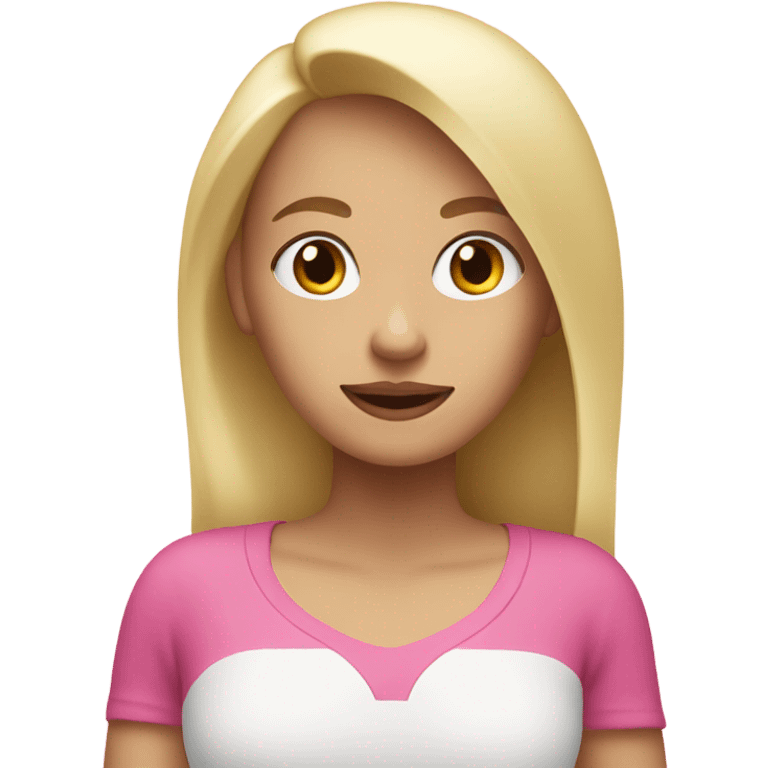 A white blonde girl with pink question mark behind her  emoji