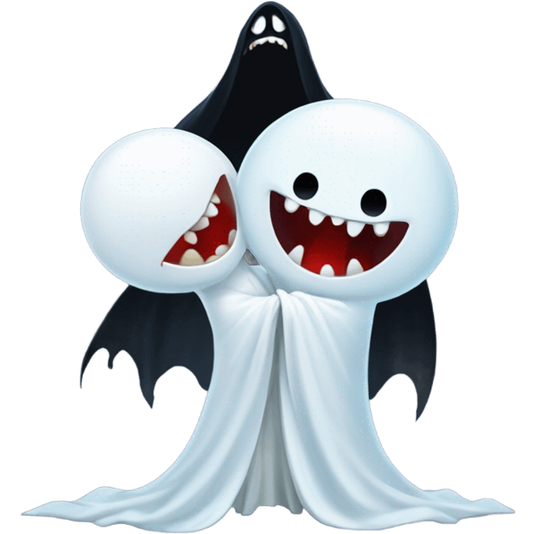 Scary Ghost kissing vampire emoji