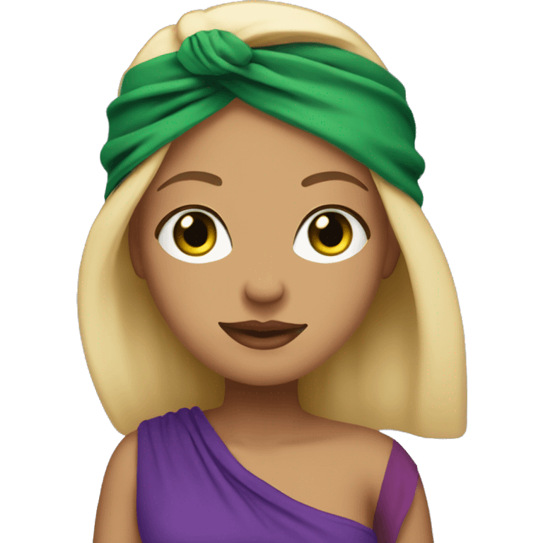  chicana with blonde hair and purple bandanna with green eyes emoji