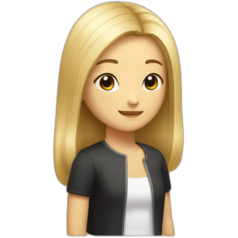 Une asiatique au cheveux cour et noir et une fille blonde emoji