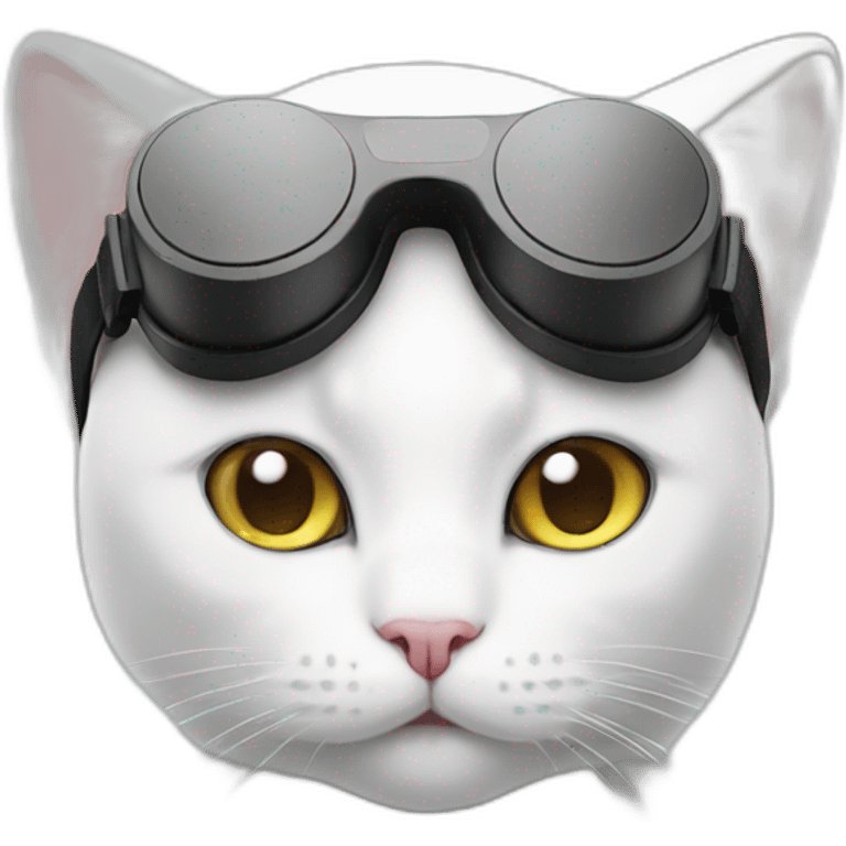 sitting white cat in vr headset emoji