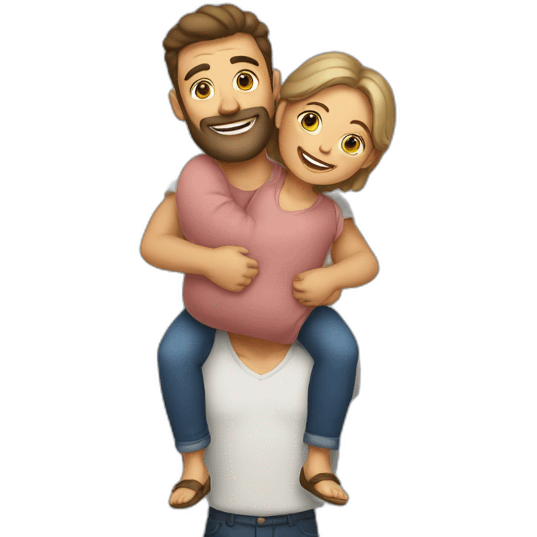 man carrying wife on shoulders emoji