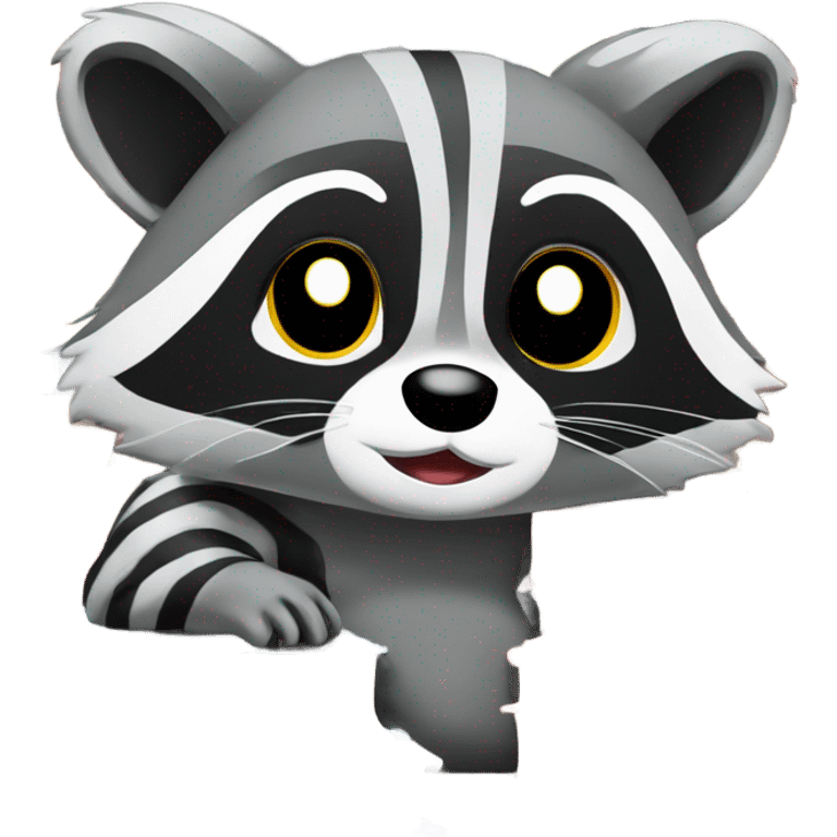 Raccoon with a stack of books emoji