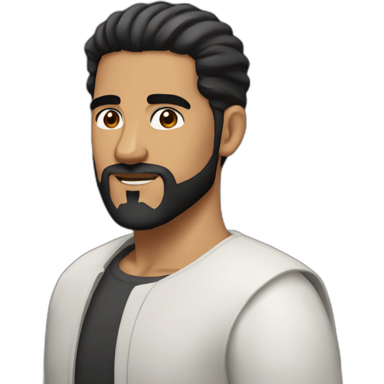 arab man with black hair, high fade on sides, beard, brown eyes emoji