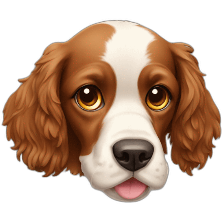 Spaniel brincando com bola na boca emoji