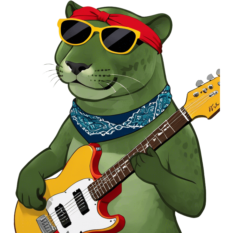 Jaguar with a electric guitar  emoji