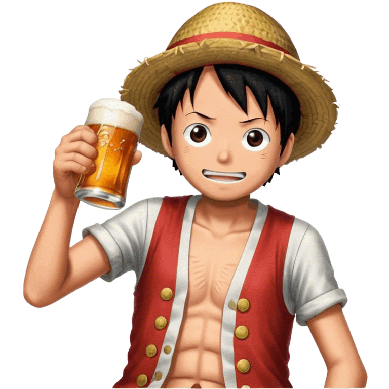 Luffy drink beer full hd emoji