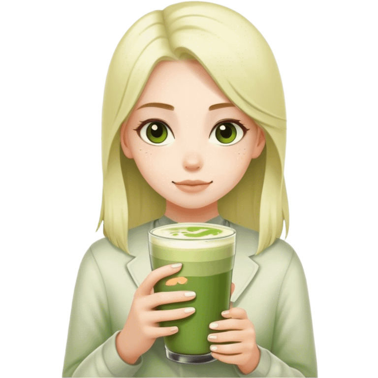 Girl with Stanley and matcha latte  emoji