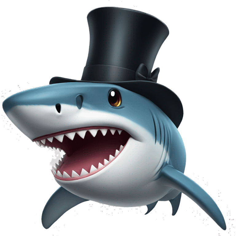 Shark with a top hat emoji