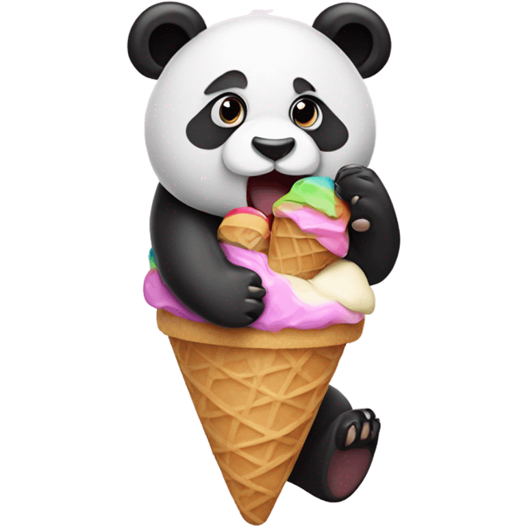 Panda eating ice cream emoji