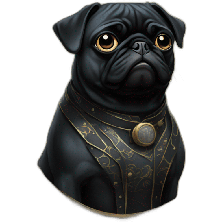 A cyberpunk black pug in Art Nouveau style during 1910 emoji